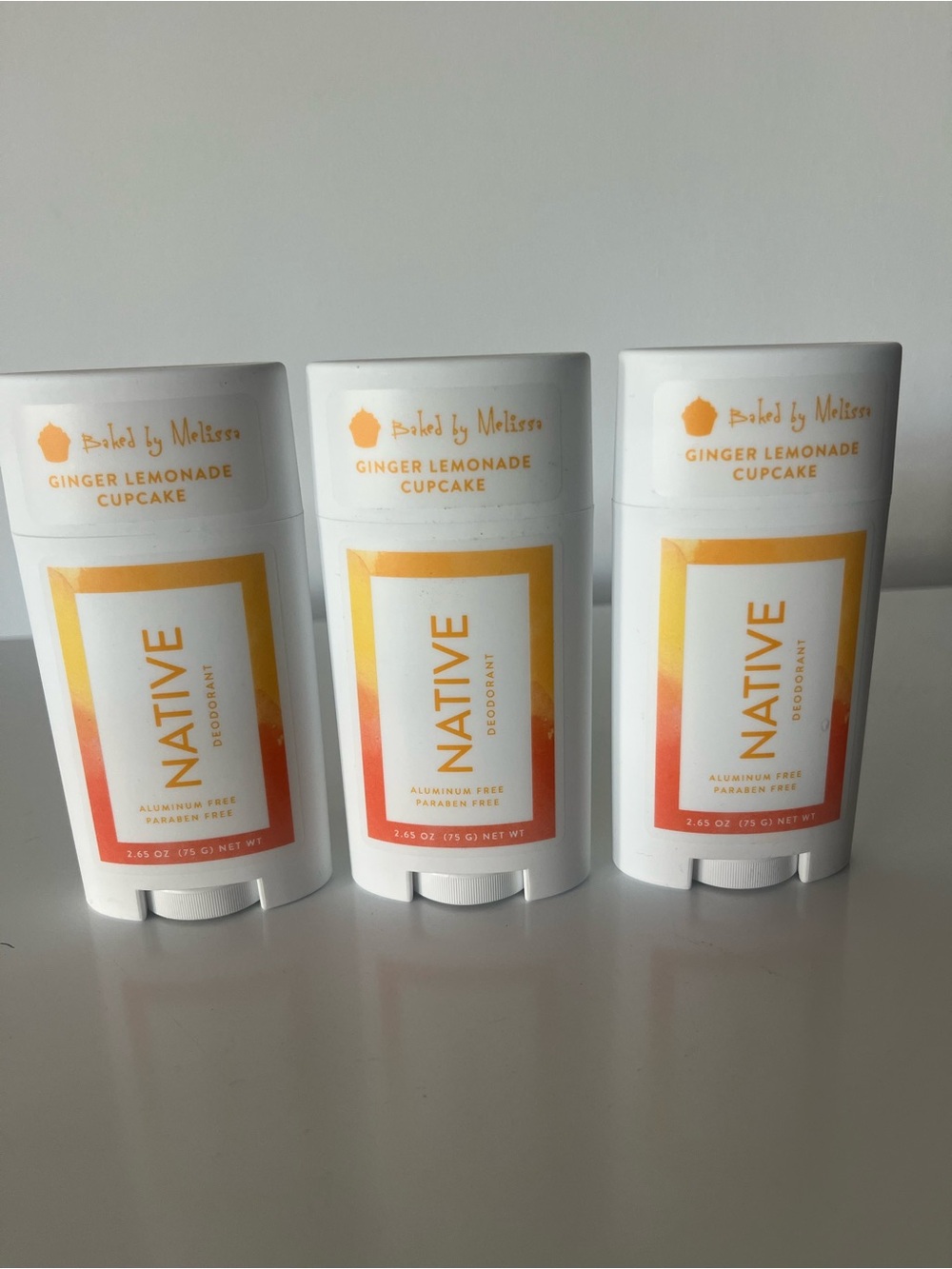 Native Ginger Lemonade Cupcake Deodorant Trio - White with Orange Accents